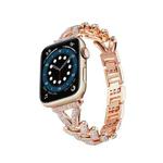 Triangle Diamond Metal Watch Band For Apple Watch Series 9&8&7 41mm / SE 3&SE 2&6&SE&5&4 40mm / 3&2&1 38mm (Rose Gold)