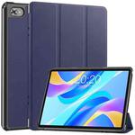 For Teclast M40 Plus Custer Pure Color 3-Fold Holder Leather Tablet Case(Dark Blue)
