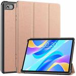 For Teclast M40 Plus Custer Pure Color 3-Fold Holder Leather Tablet Case(Rose Gold)