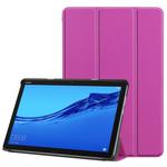 For Huawei MediaPad M5 Lite 10.0 inch Custer Pattern Pure Color Horizontal Flip Leather Case with Three-folding Holder & with Sleep / Wake-up Function(Purple)