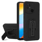 For Xiaomi Redmi 10 4G / Redmi 10C Strap Holder Shockproof Protective Phone Case with Lens Film(Black)