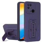 For Xiaomi Redmi 10 4G / Redmi 10C Strap Holder Shockproof Protective Phone Case with Lens Film(Purple)