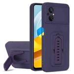 For Xiaomi Poco M4 / M5 5G Strap Holder Shockproof Protective Phone Case with Lens Film(Purple)