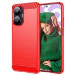 For Realme C55 Brushed Texture Carbon Fiber TPU Phone Case(Red)