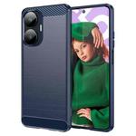 For Realme C55 Brushed Texture Carbon Fiber TPU Phone Case(Blue)