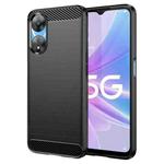 For OPPO A58X 5G Brushed Texture Carbon Fiber TPU Phone Case(Black)