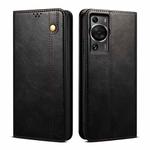 For Huawei P60/P60 Pro Oil Wax Crazy Horse Texture Leather Phone Case(Black)