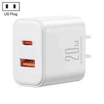 J0YROOM TCF05 20W USB+USB-C/Type-C Fast Charger, Specification:US Plug(White)