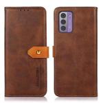 For Nokia G42 KHAZNEH Dual-color Cowhide Texture Flip Leather Phone Case(Brown)