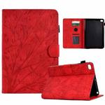 For iPad Air / Air 2 / 9.7 2017 2018 Fortune Tree Pressure Flower PU Tablet Case with Wake-up / Sleep Function(Red)