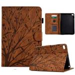 For iPad Air / Air 2 / 9.7 2017 2018 Fortune Tree Pressure Flower PU Tablet Case with Wake-up / Sleep Function(Brown)
