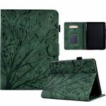 For Amazon Kindle 11th 2022 Fortune Tree Pressure Flower PU Tablet Case with Wake-up / Sleep Function(Green)