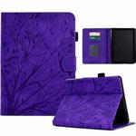 For Amazon Kindle 11th 2022 Fortune Tree Pressure Flower PU Tablet Case with Wake-up / Sleep Function(Purple)