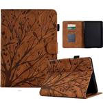 For Amazon Kindle 11th 2022 Fortune Tree Pressure Flower PU Tablet Case with Wake-up / Sleep Function(Brown)