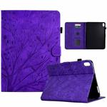 For iPad mini 2021 / mini 6 Fortune Tree Pressure Flower PU Tablet Case with Wake-up / Sleep Function(Purple)