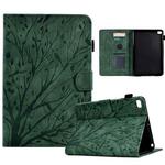 For iPad mini 1 / 2 / 3 / 4 / 5 Fortune Tree Pressure Flower PU Tablet Case with Wake-up / Sleep Function(Green)