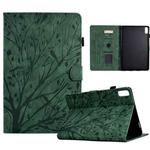 For Lenovo Tab M9 Fortune Tree Pressure Flower PU Tablet Case with Wake-up / Sleep Function(Green)