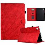 For Lenovo M10 Plus Fortune Tree Pressure Flower PU Tablet Case with Wake-up / Sleep Function(Red)