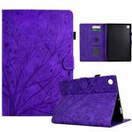 For Lenovo Tab M10 Plus 3rd Gen Fortune Tree Pressure Flower PU Tablet Case with Wake-up / Sleep Function(Purple)