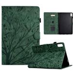 For Lenovo Tab P11 Gen 2 Fortune Tree Pressure Flower PU Tablet Case with Wake-up / Sleep Function(Green)