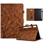 For Lenovo Tab P11 Pro Gen 2 Fortune Tree Pressure Flower PU Tablet Case with Wake-up / Sleep Function(Brown)