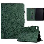 For Samsung Galaxy Tab A8 10.5 2021 Fortune Tree Pressure Flower PU Tablet Case with Wake-up / Sleep Function(Green)