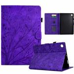 For Samsung Galaxy Tab A8 10.5 2021 Fortune Tree Pressure Flower PU Tablet Case with Wake-up / Sleep Function(Purple)