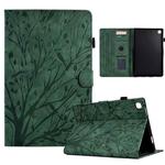 For Samsung Galaxy Tab S6 Lite Fortune Tree Pressure Flower PU Tablet Case with Wake-up / Sleep Function(Green)