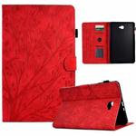 For Samsung Galaxy Tab A 10.1 2016 Fortune Tree Pressure Flower PU Tablet Case with Wake-up / Sleep Function(Red)