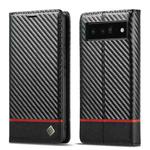 For Google Pixel 7a LC.IMEEKE Carbon Fiber Leather Phone Case(Horizontal Black)
