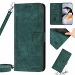 Skin Feel Stripe Pattern Leather Phone Case with Lanyard for OnePlus Nord N20 5G Global / OPPO Reno7 Z 5G/Reno7 Lite 5G/Reno8 Lite 5G Global/F21 Pro 5G India(Green)