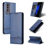 For Honor 80 GT AZNS Magnetic Calf Texture Flip Leather Phone Case(Dark Blue)