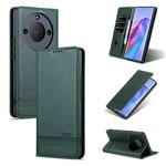 For Honor X50 AZNS Magnetic Calf Texture Flip Leather Phone Case(Dark Green)