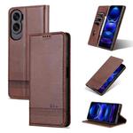 For Honor X50i/90 Lite AZNS Magnetic Calf Texture Flip Leather Phone Case(Dark Brown)
