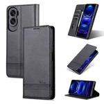For Honor X50i/90 Lite AZNS Magnetic Calf Texture Flip Leather Phone Case(Black)