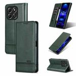 For Honor X6b AZNS Magnetic Calf Texture Flip Leather Phone Case(Dark Green)