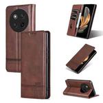 For Honor X60 Pro AZNS Magnetic Calf Texture Flip Leather Phone Case(Dark Brown)