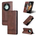 For Honor X60 AZNS Magnetic Calf Texture Flip Leather Phone Case(Dark Brown)