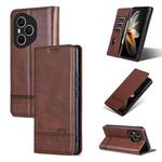 For Honor 400 Pro 5G Global 160.8mm AZNS Magnetic Calf Texture Flip Leather Phone Case(Dark Brown)