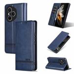 For Honor 400 Pro 5G Global 160.8mm AZNS Magnetic Calf Texture Flip Leather Phone Case(Dark Blue)