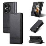 For Honor 400 Pro 5G Global 160.8mm AZNS Magnetic Calf Texture Flip Leather Phone Case(Black)