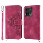 For Motorola Moto G Power 2023 Skin-feel Flowers Embossed Wallet Leather Phone Case(Wine Red)