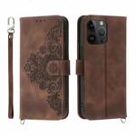 For OPPO Reno9 5G/Reno9 Pro 5G Skin-feel Flowers Embossed Wallet Leather Phone Case(Brown)