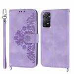 For Xiaomi Redmi K60/K60 Pro Skin-feel Flowers Embossed Wallet Leather Phone Case(Purple)