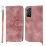 For Xiaomi Redmi K60/K60 Pro Skin-feel Flowers Embossed Wallet Leather Phone Case(Pink)