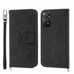 For Xiaomi Redmi K60/K60 Pro Skin-feel Flowers Embossed Wallet Leather Phone Case(Black)