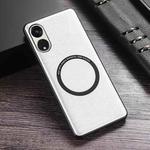 For OPPO Reno8 T 5G Cloth Texture PU MagSafe Magnetic Phone Case(White)