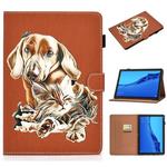For Huawei MediaPad M5 lite Pure Color Painting Horizontal Flip Leather Case with Card Slots & Holder & Sleep / Wake-up Function(Dog)