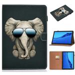 For Huawei MediaPad M5 lite Pure Color Painting Horizontal Flip Leather Case with Card Slots & Holder & Sleep / Wake-up Function(Elephant)