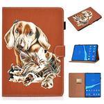 For Lenovo Tab M10 Plus TB-X606F Pure Color Painting Horizontal Flip Leather Case with Card Slots & Holder & Sleep / Wake-up Function(Dog)